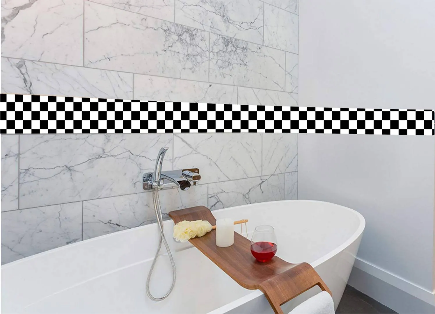 Black & White  Blocks Texture Design Vinyl Oil Proof and Waterproof Self Adhesive Wall Tile Decals Sticker