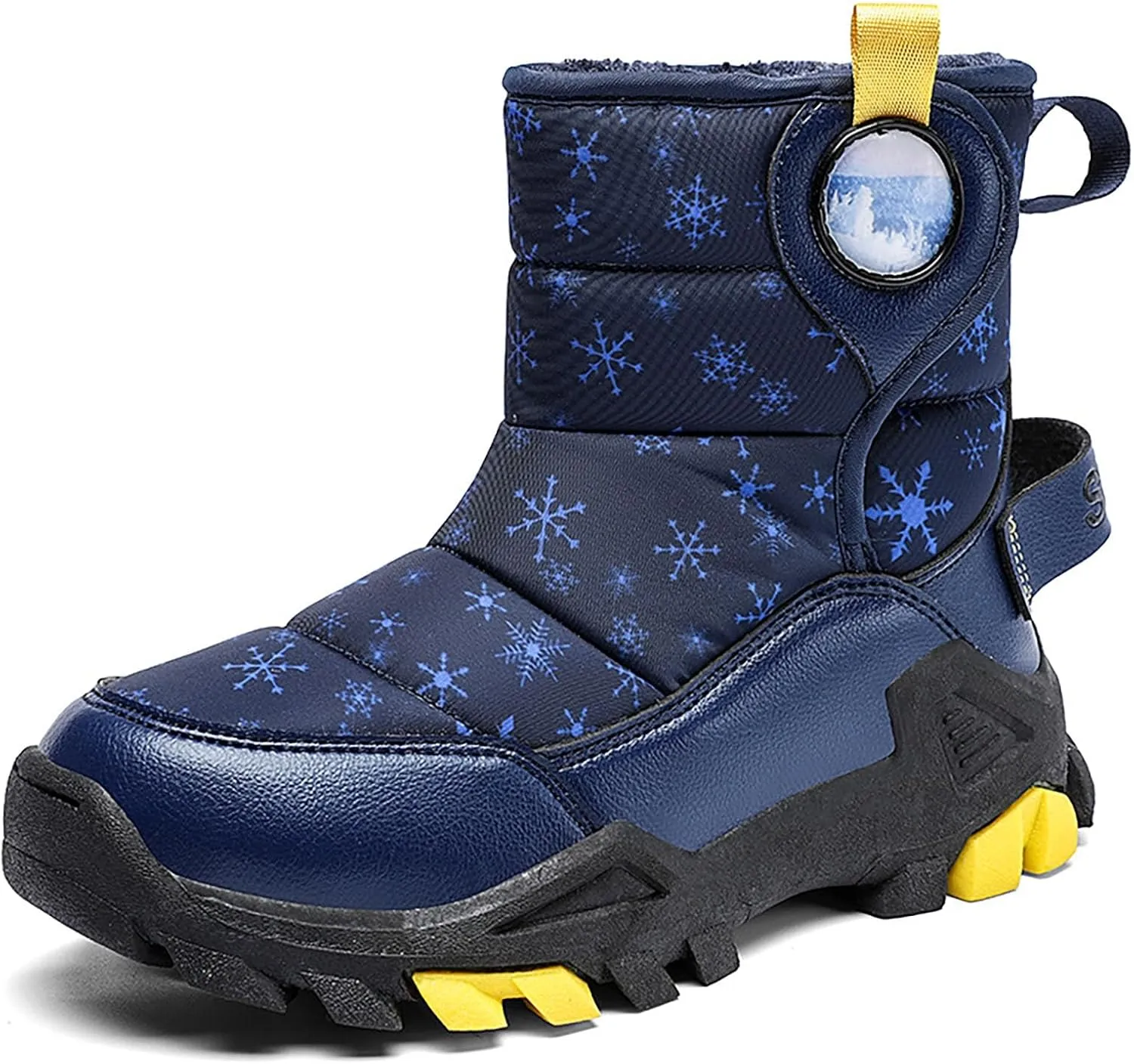Boys Girls Winter Thick Plush Boots Outdoor Warm High Top Snow Boots Artificial Short Plush Snow Boots Black