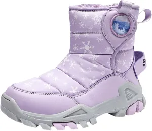 Boys Girls Winter Thick Plush Boots Outdoor Warm High Top Snow Boots Artificial Short Plush Snow Boots Black
