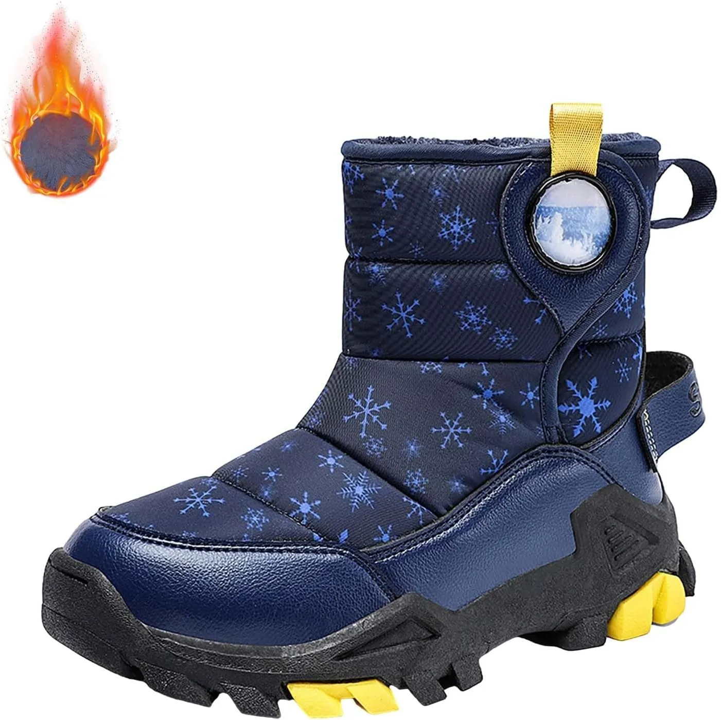 Boys Girls Winter Thick Plush Boots Outdoor Warm High Top Snow Boots Artificial Short Plush Snow Boots Black