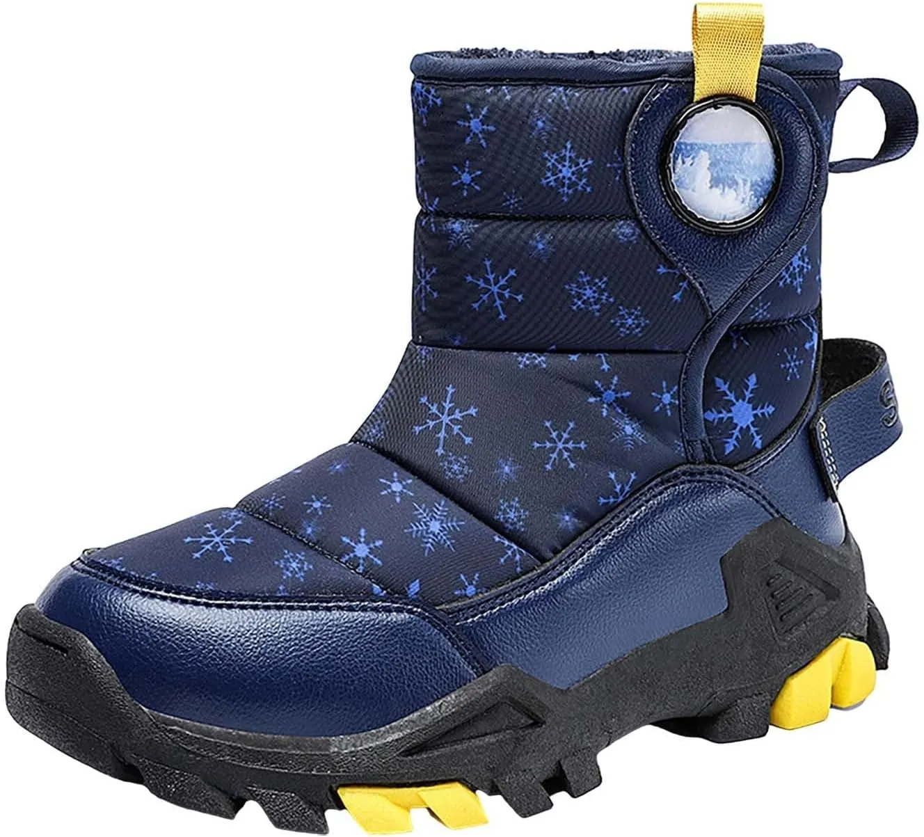 Boys Girls Winter Thick Plush Boots Outdoor Warm High Top Snow Boots Artificial Short Plush Snow Boots Black