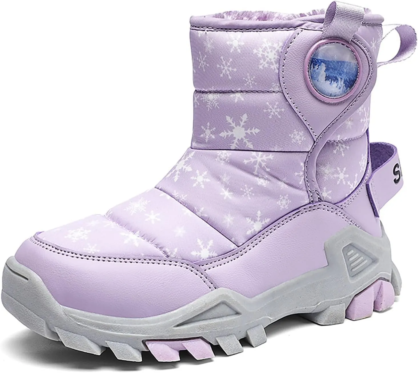 Boys Girls Winter Thick Plush Boots Outdoor Warm High Top Snow Boots Artificial Short Plush Snow Boots Black