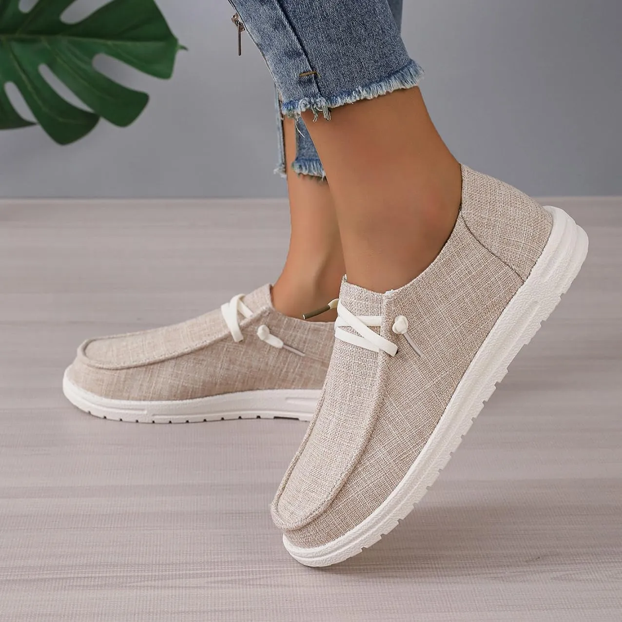 Canvas Sneakers for Women Slip-Ons Flats Ladies Loafers Men Comfort Lace Up Loafers Shoes Foam Flat Shoes Lace-Up Slip On Women Comfortable Print Sneakers