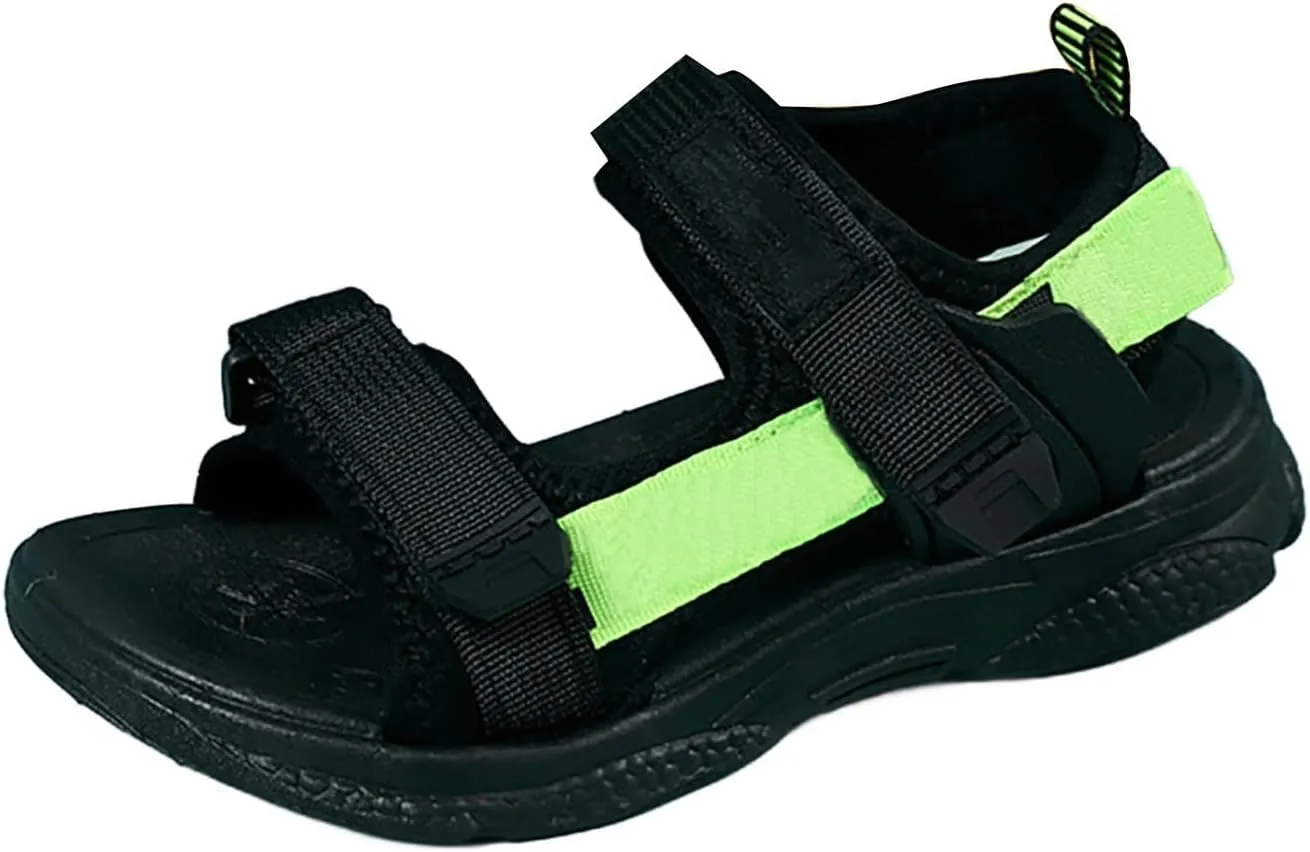 Children's Boys Summer Sports Sandals Hiking Beach Outdoor Open Toe Sports Sandals Boy Sandals (Green #1, 5.5 Big Kids)
