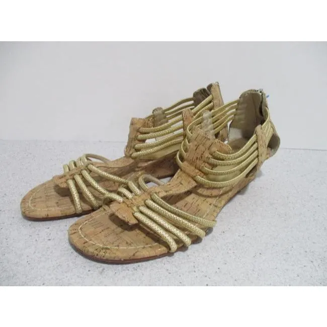 Donald J Pliner Gold Braided Rope Strappy Low Gladiator Sandals Size Us