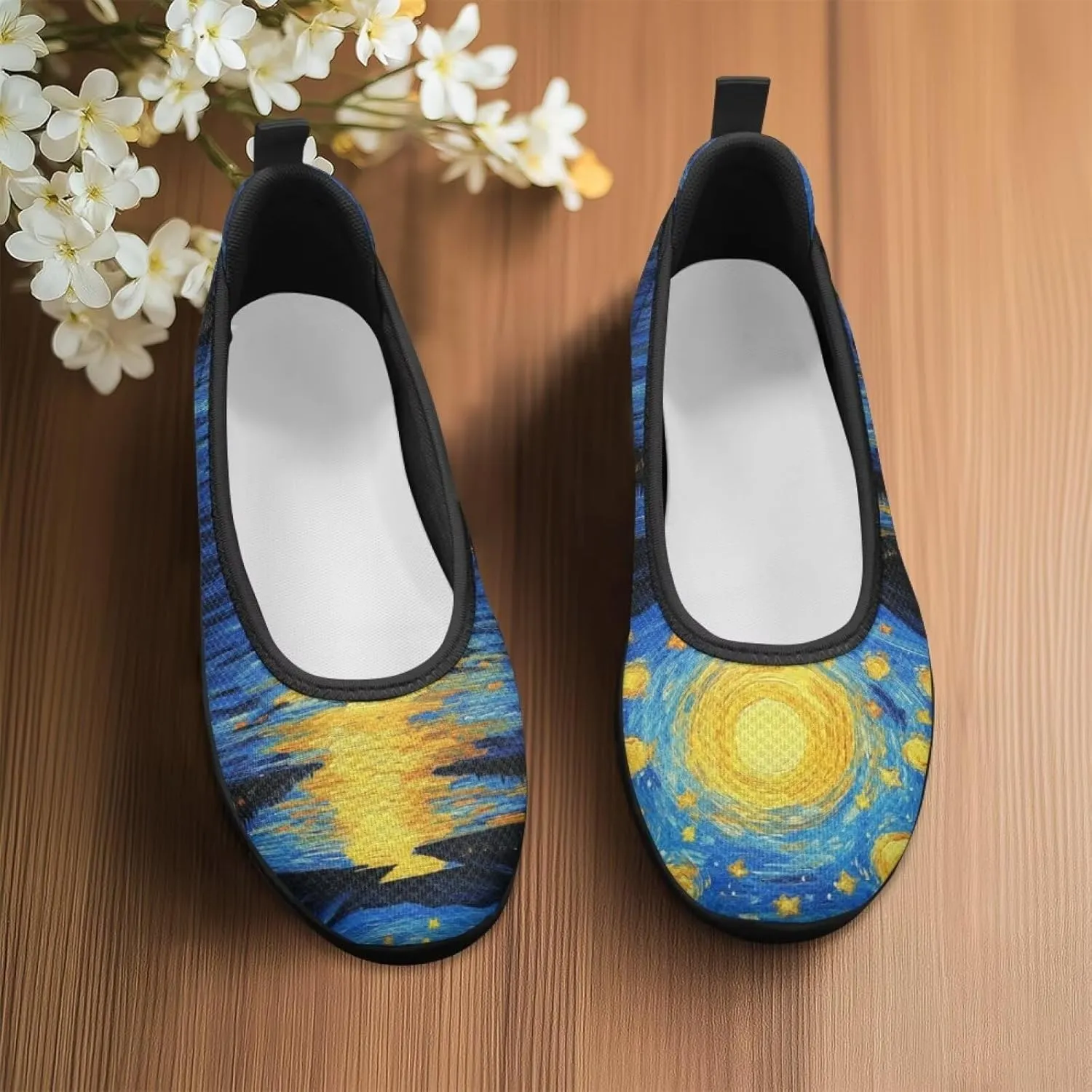 Doojoayie Art Casual Slip On Shoes for Ladies Flat Shoes Comfort for Dalil Casual