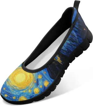 Doojoayie Art Casual Slip On Shoes for Ladies Flat Shoes Comfort for Dalil Casual