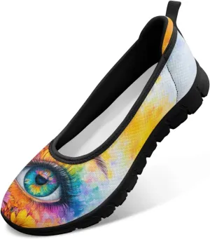 Doojoayie Art Casual Slip On Shoes for Ladies Flat Shoes Comfort for Dalil Casual