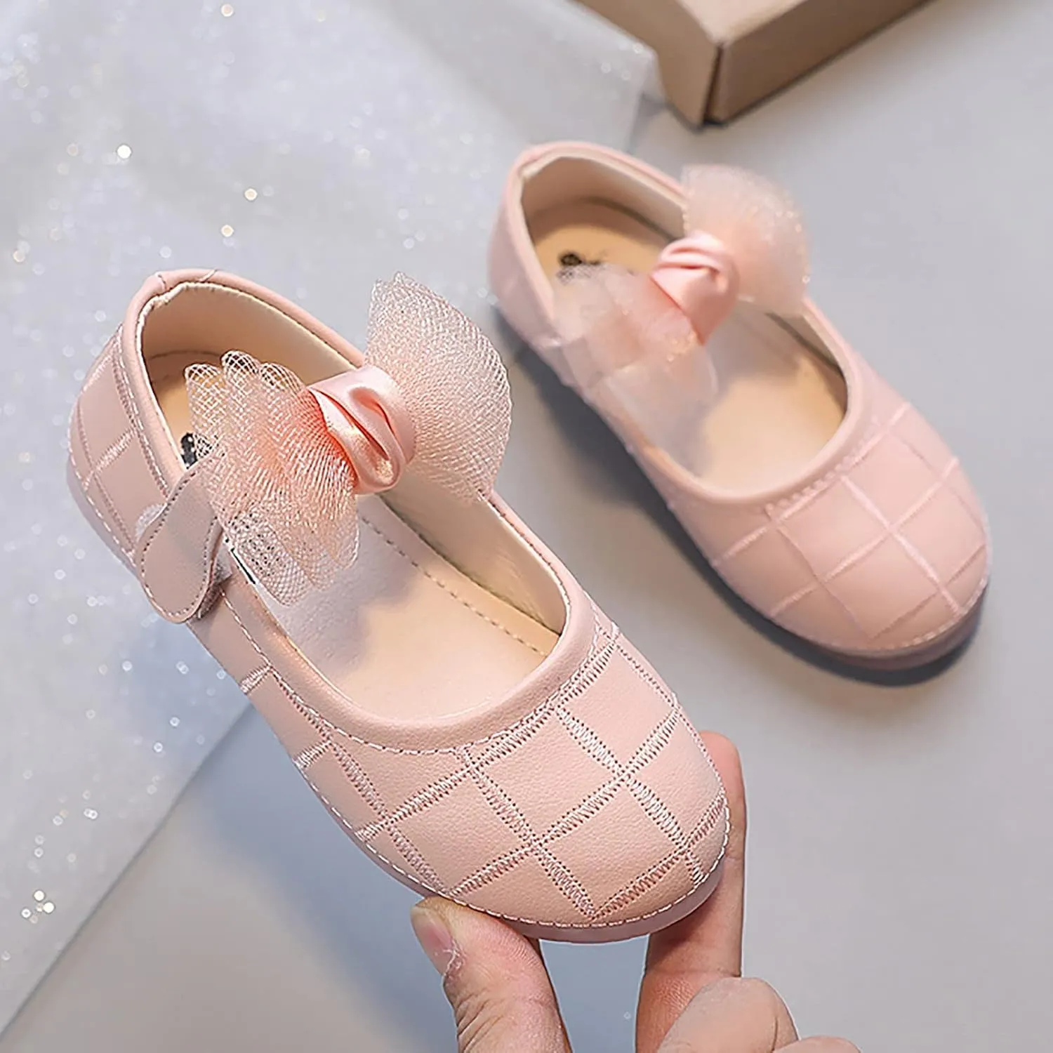 Girl's Bow Mary Jane Dress Shoes Flower Girl Shoes Ballet Flats for Party Wedding School Dress Shoes for Little Girls