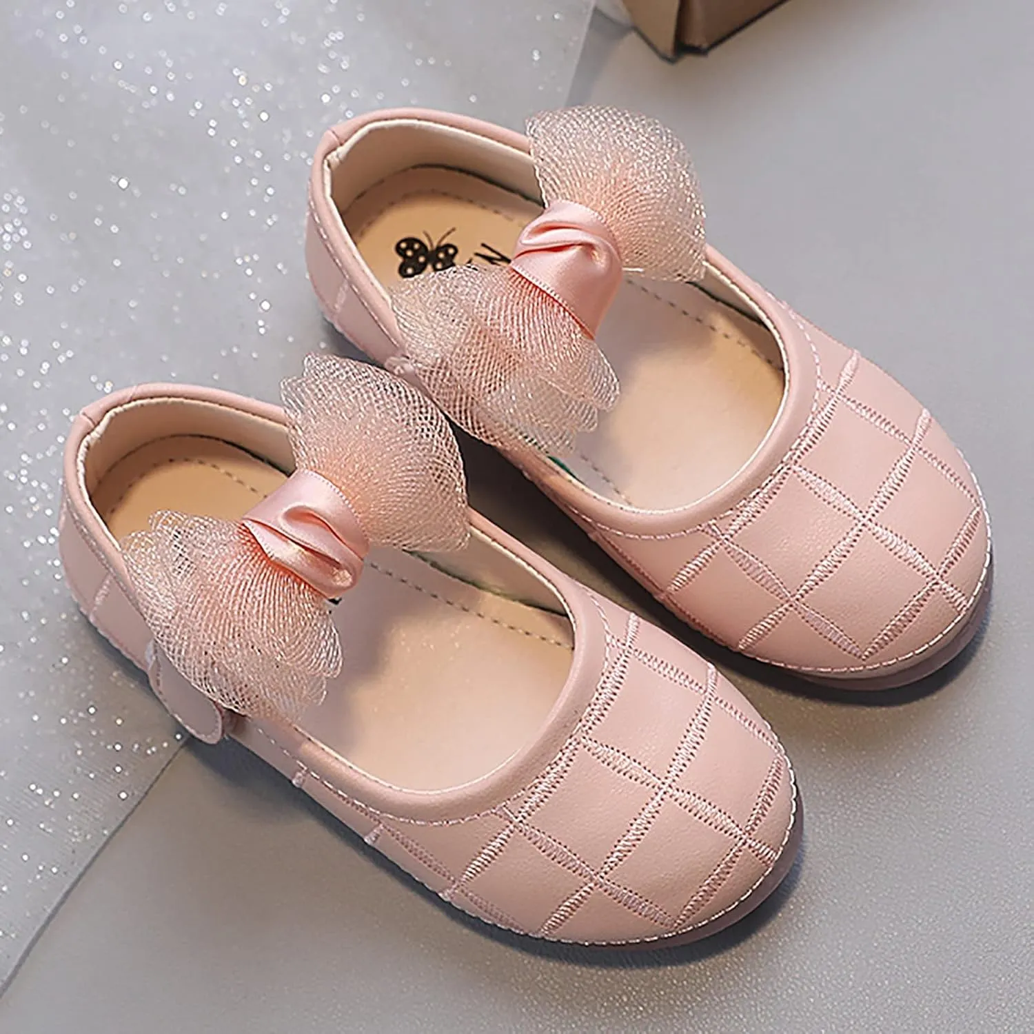 Girl's Bow Mary Jane Dress Shoes Flower Girl Shoes Ballet Flats for Party Wedding School Dress Shoes for Little Girls