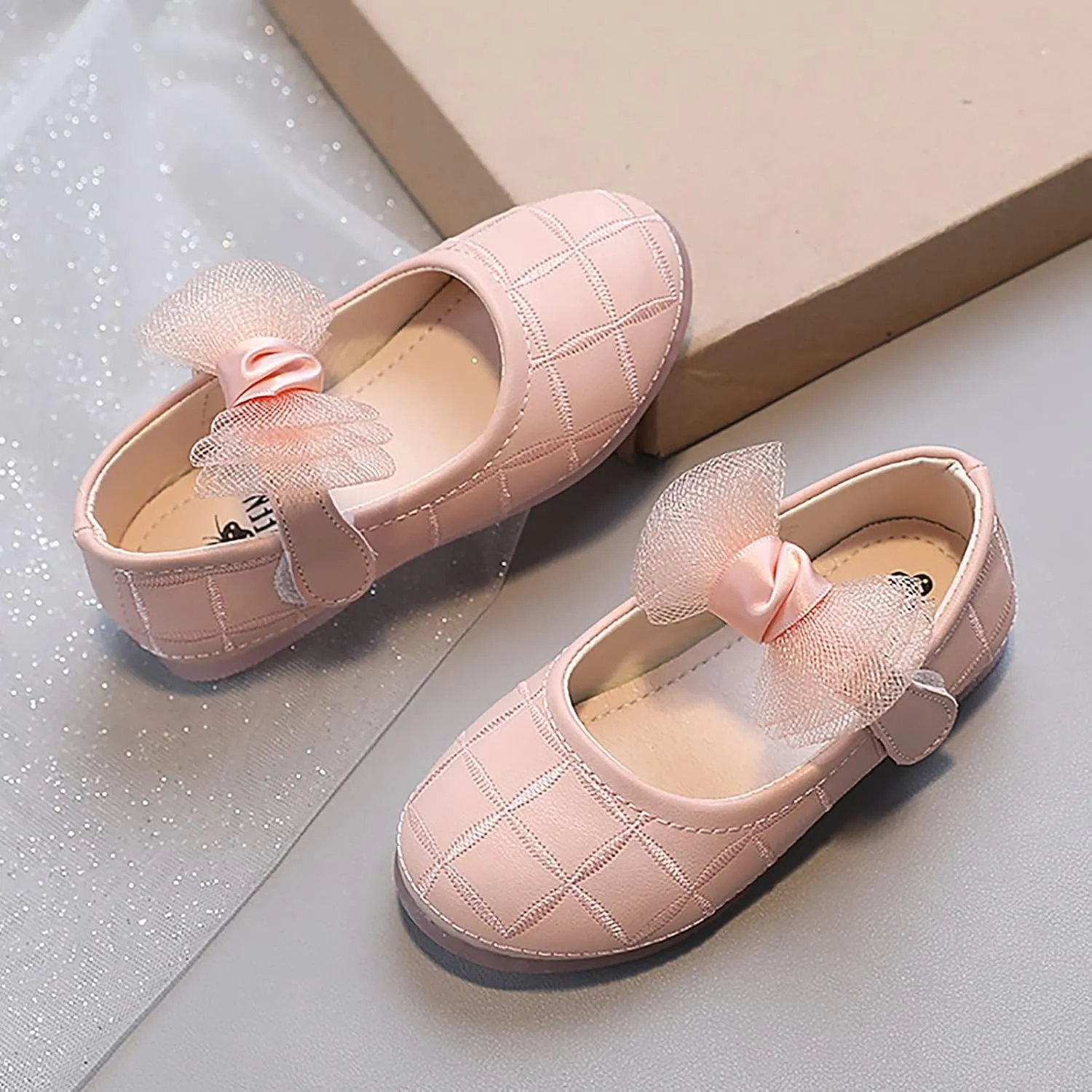 Girl's Bow Mary Jane Dress Shoes Flower Girl Shoes Ballet Flats for Party Wedding School Dress Shoes for Little Girls