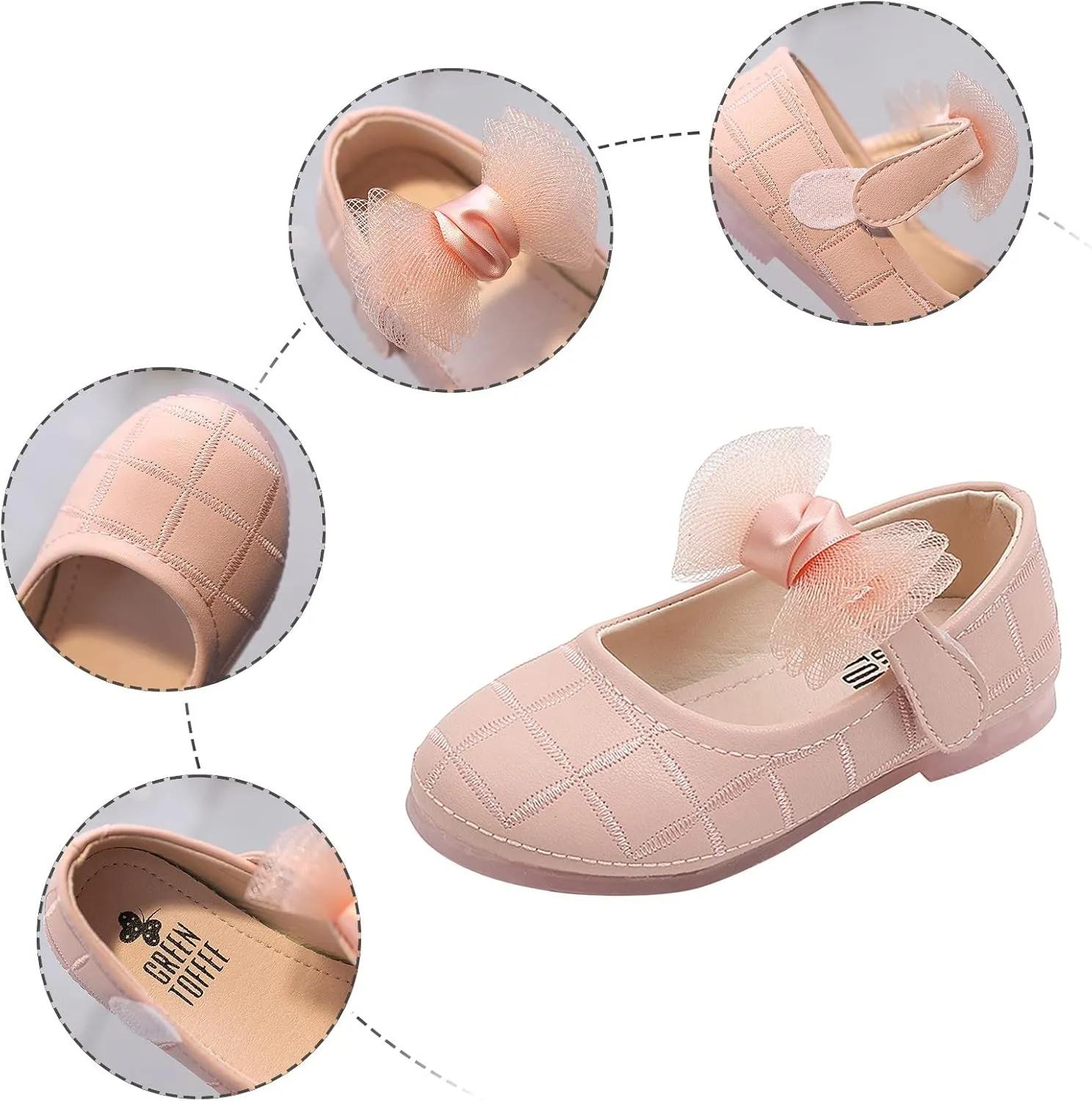 Girl's Bow Mary Jane Dress Shoes Flower Girl Shoes Ballet Flats for Party Wedding School Dress Shoes for Little Girls