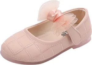 Girl's Bow Mary Jane Dress Shoes Flower Girl Shoes Ballet Flats for Party Wedding School Dress Shoes for Little Girls