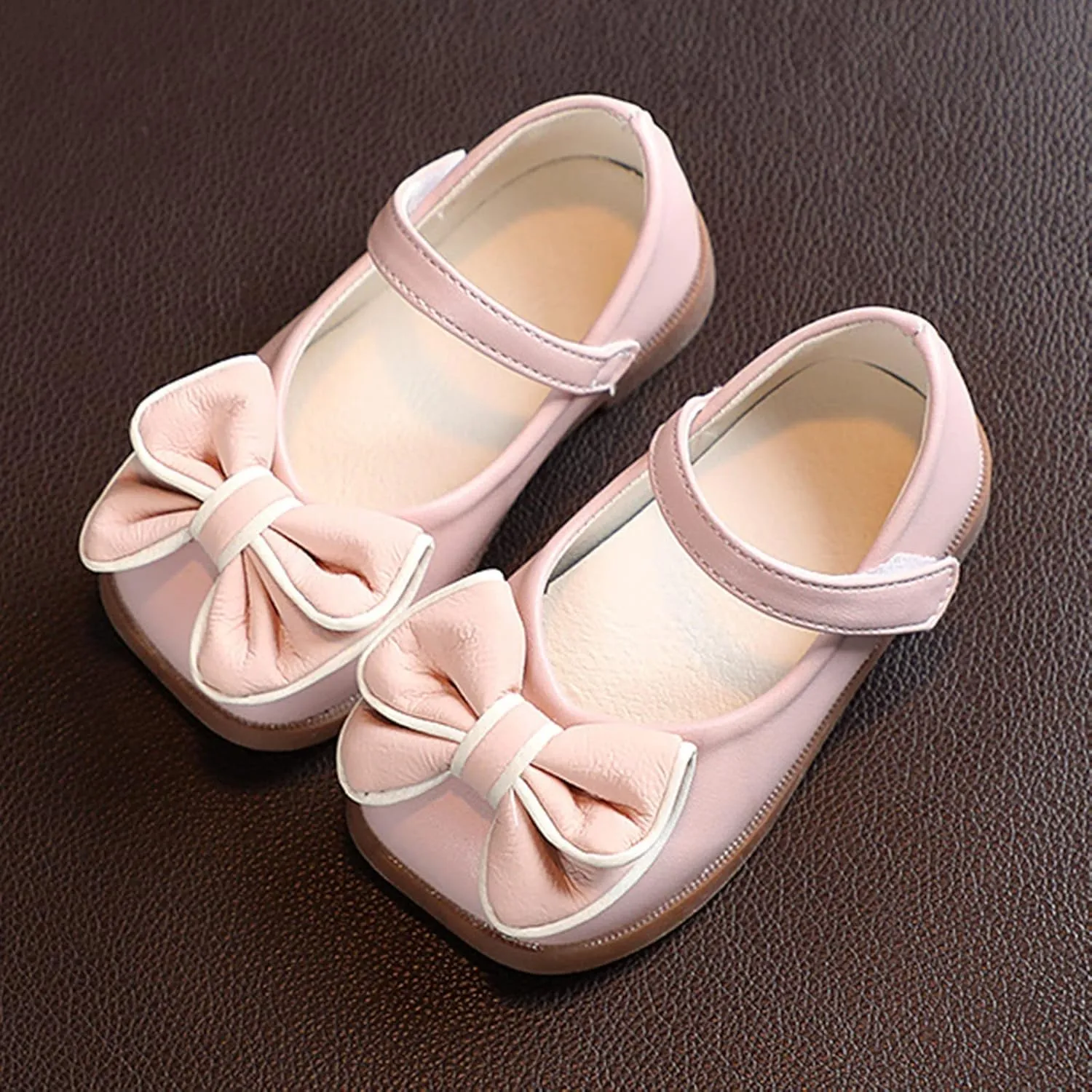 Girls Dress Shoes with Bow Toddler Flower Girls Shoes Mary Jane Flats for Party School Wedding Toddler Princess Shoes