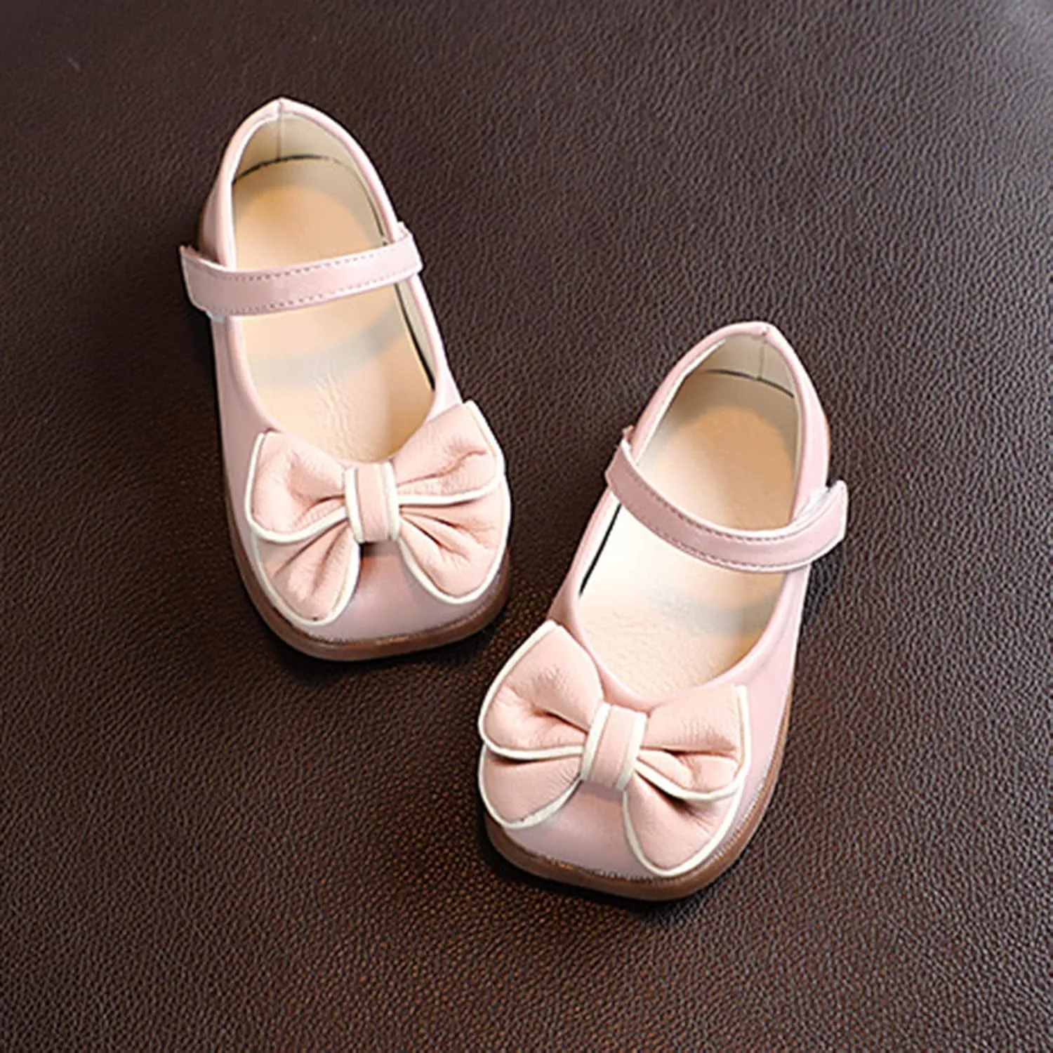 Girls Dress Shoes with Bow Toddler Flower Girls Shoes Mary Jane Flats for Party School Wedding Toddler Princess Shoes