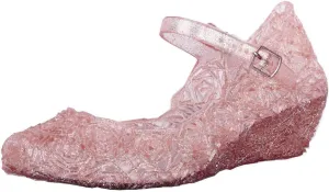 Girls Jelly Sandals Princess Cosplay Dress Up Mary Jane 𝐅lats Heels Dance Party Single Shoes for Kids Toddler