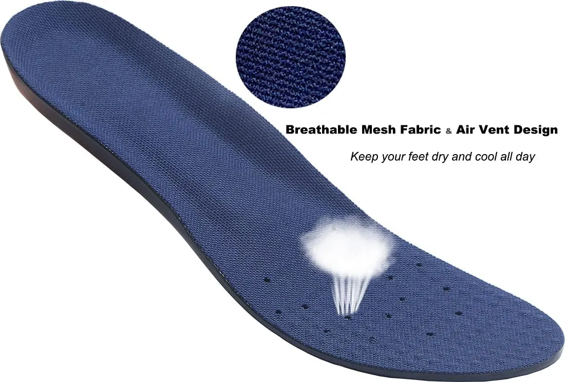 Insoles Memory Foam Insoles Shoes Inserts for Men and Women Kids, Black/Navy, M (Men's 6-9/ Women 7-11