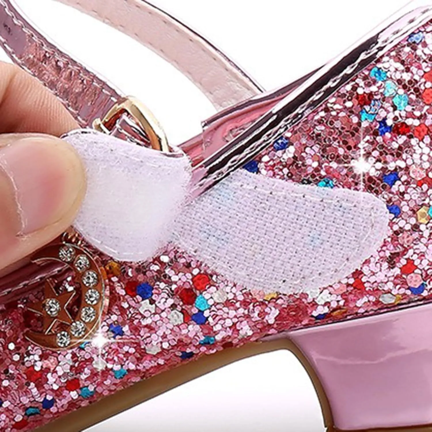 IWIHMIV Princess Dress Up Shoes for Toddler Girls Comfortable Low Heels Slip-on Bow Mary Jane Wedding Party Shoes