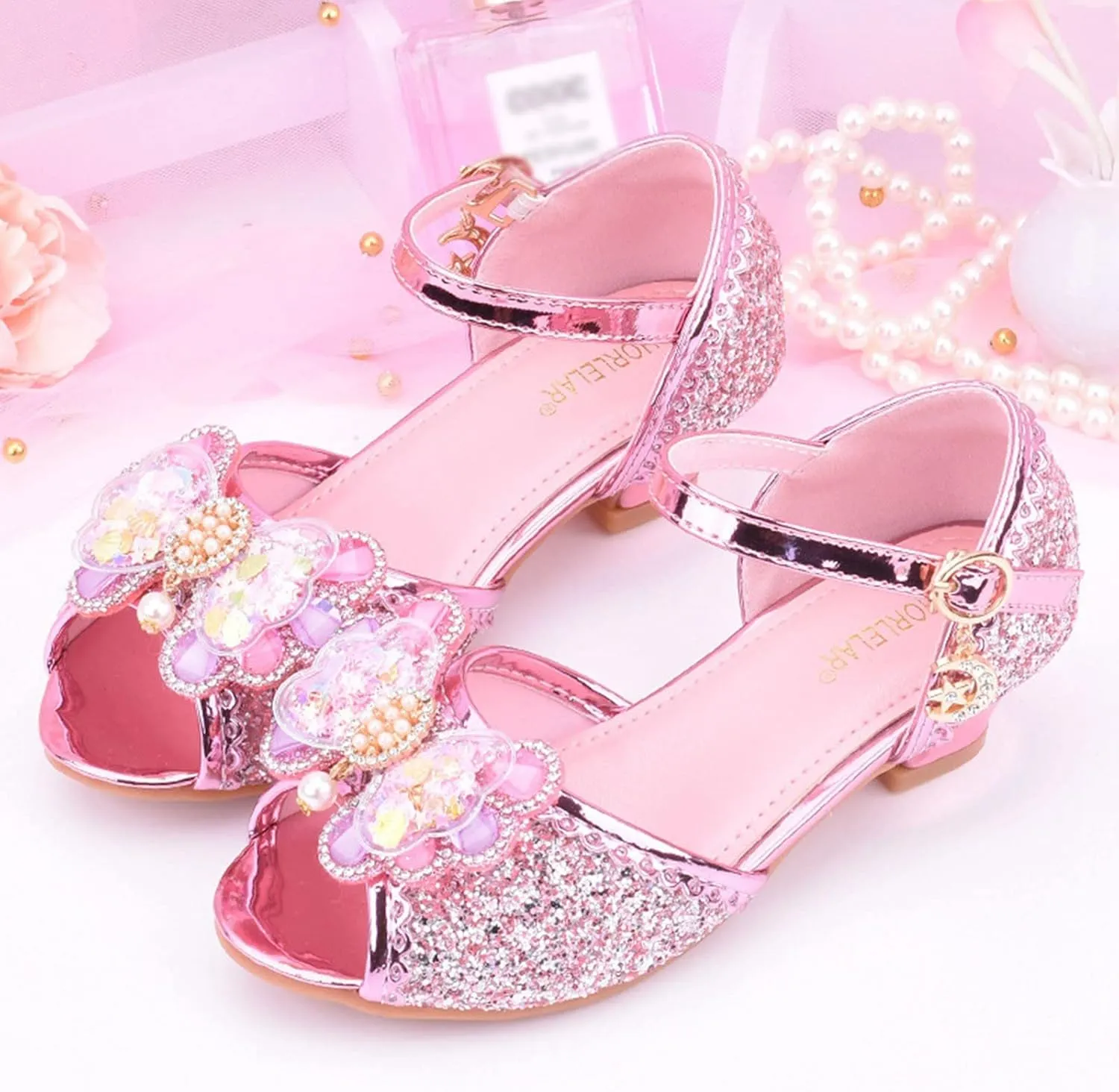 Kids Girls Glitter Butterfly Sandals Sequin 𝗥hinestone Dress Shoes Little/Big Kids Princess Fashion Shiny Shoes