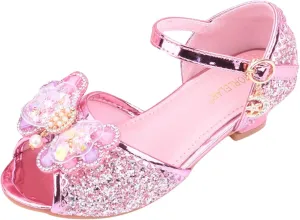 Kids Girls Glitter Butterfly Sandals Sequin 𝗥hinestone Dress Shoes Little/Big Kids Princess Fashion Shiny Shoes