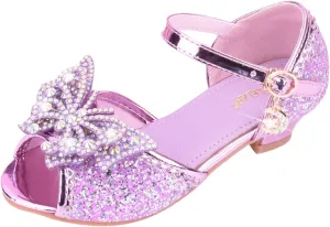 Kids Girls Glitter Butterfly Sandals Sequin 𝗥hinestone Dress Shoes Little/Big Kids Princess Fashion Shiny Shoes