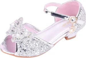 Kids Girls Glitter Butterfly Sandals Sequin 𝗥hinestone Dress Shoes Little/Big Kids Princess Fashion Shiny Shoes