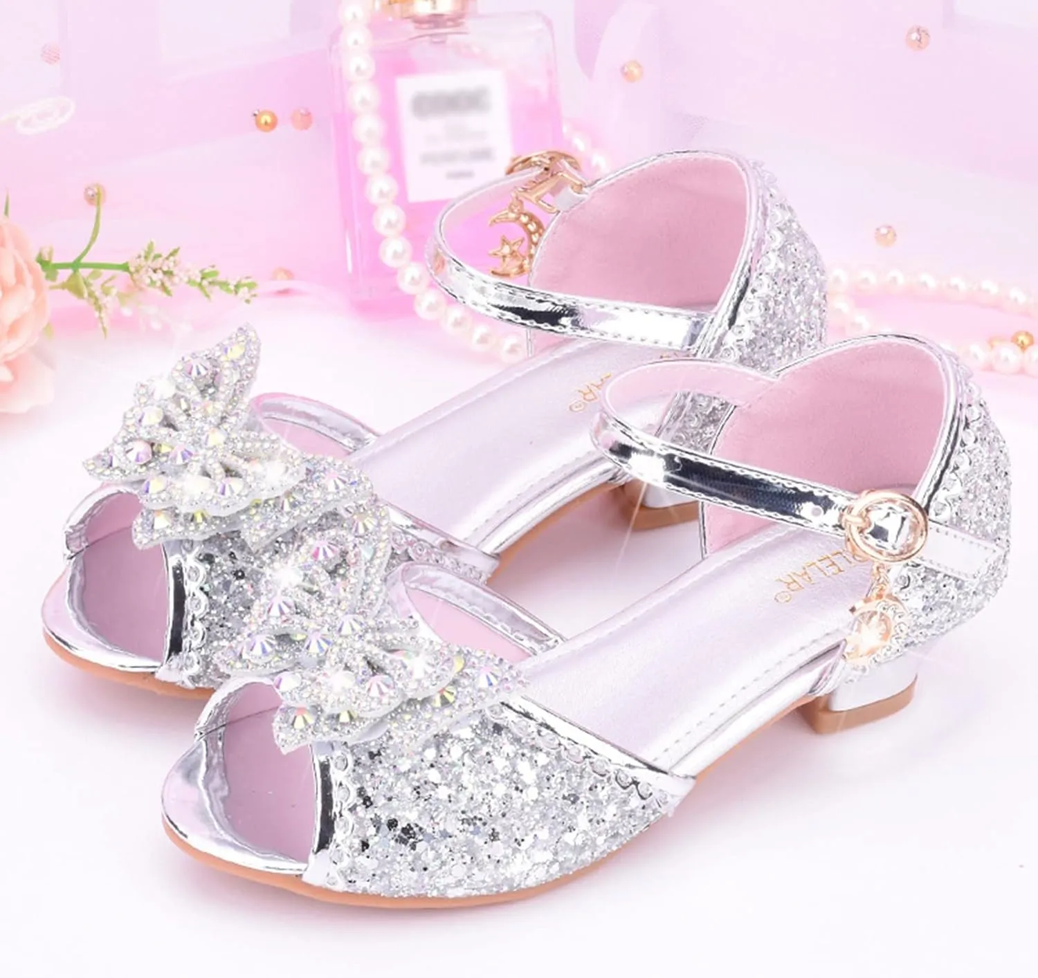 Kids Girls Glitter Butterfly Sandals Sequin 𝗥hinestone Dress Shoes Little/Big Kids Princess Fashion Shiny Shoes