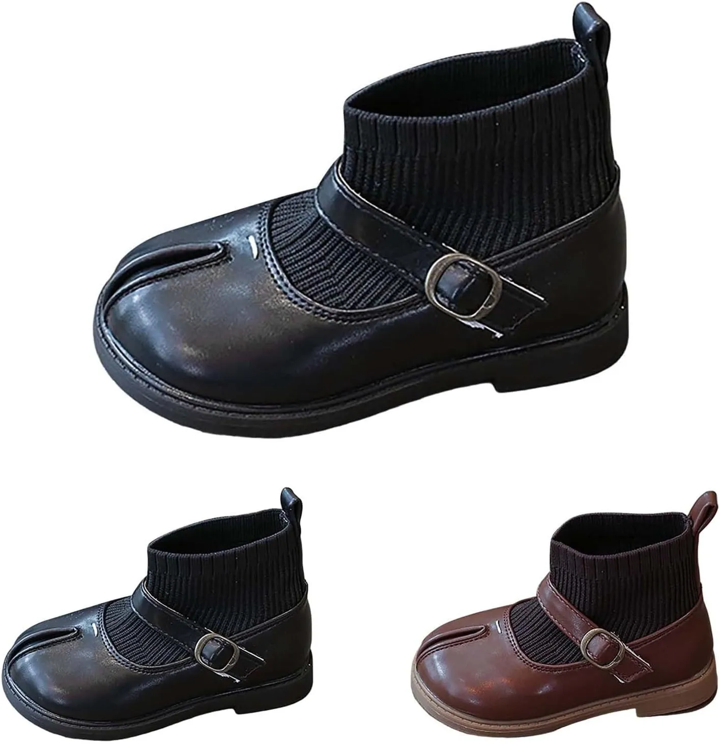 Kids Toddler Girls Mary Jane Buckle Ankle Boots Fashion Sweet Socks Shoes Chunky Leather Platform Boots for Girls Size 5
