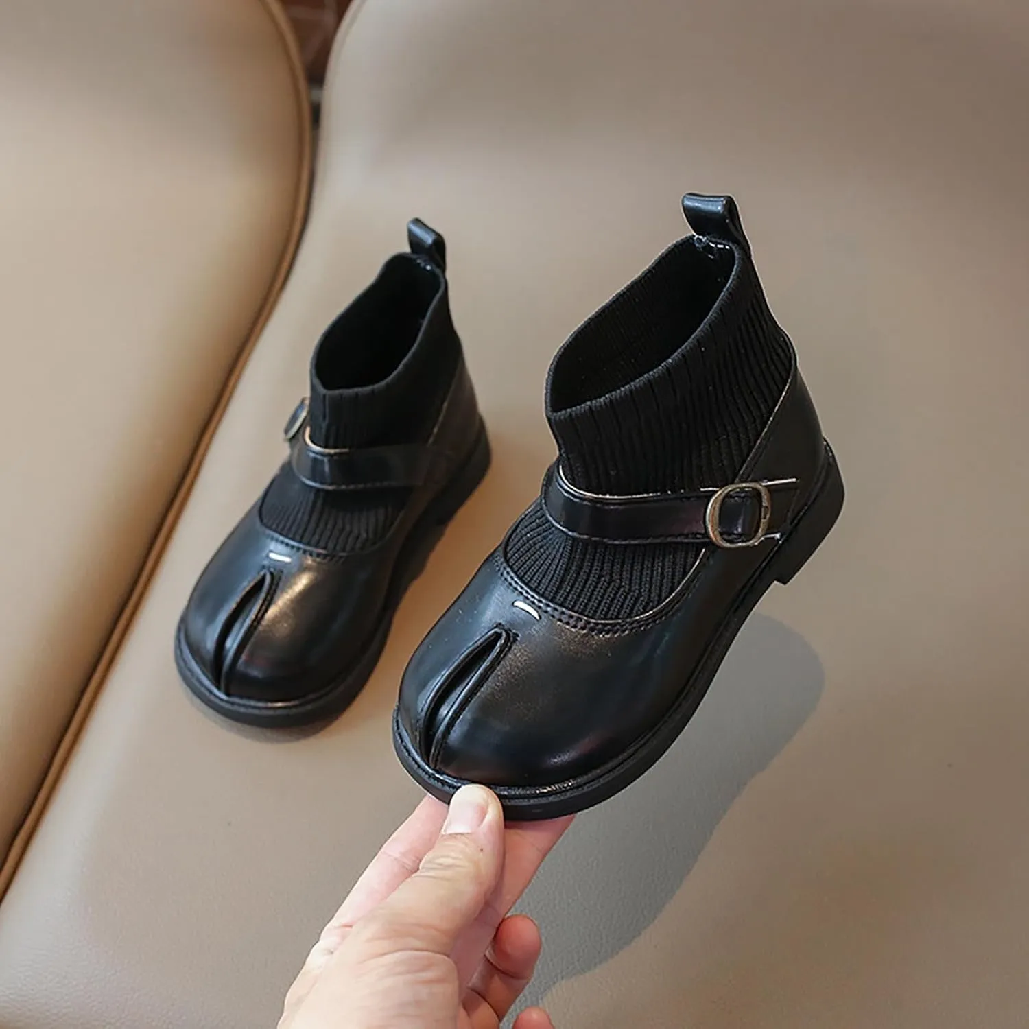 Kids Toddler Girls Mary Jane Buckle Ankle Boots Fashion Sweet Socks Shoes Chunky Leather Platform Boots for Girls Size 5