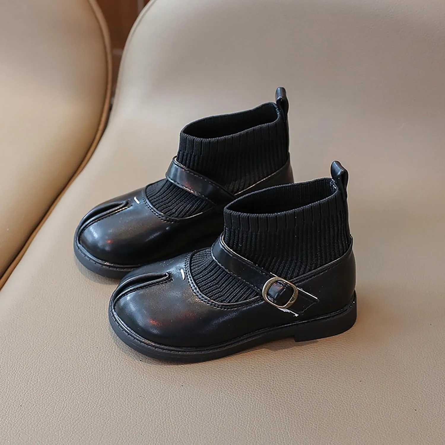 Kids Toddler Girls Mary Jane Buckle Ankle Boots Fashion Sweet Socks Shoes Chunky Leather Platform Boots for Girls Size 5