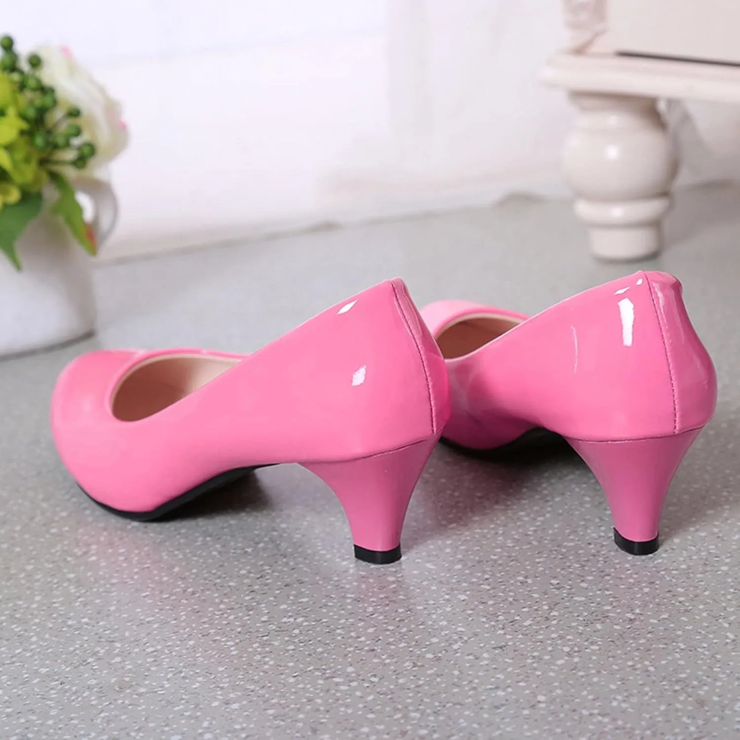 SuanlaTDS Fashion Womens Breathable Lace Up Shoes Chunky Heels Casual Sandals Women Canvas Shoes Casual Sneakers (Pink, 6.5)