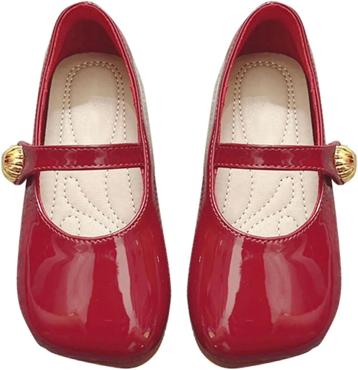 Toddler Girl Anti-Slip Dress Shoes Kids Mary Jane Softy Flats with Hook and Loop Straps for School Weddings Party