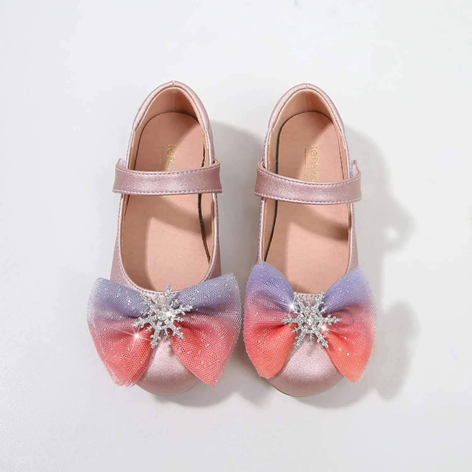 Toddler Girls Mary Jane Shoes Bow Snowflake Wedding Party Dress Flats Low Heels Ballet Dance Shoes