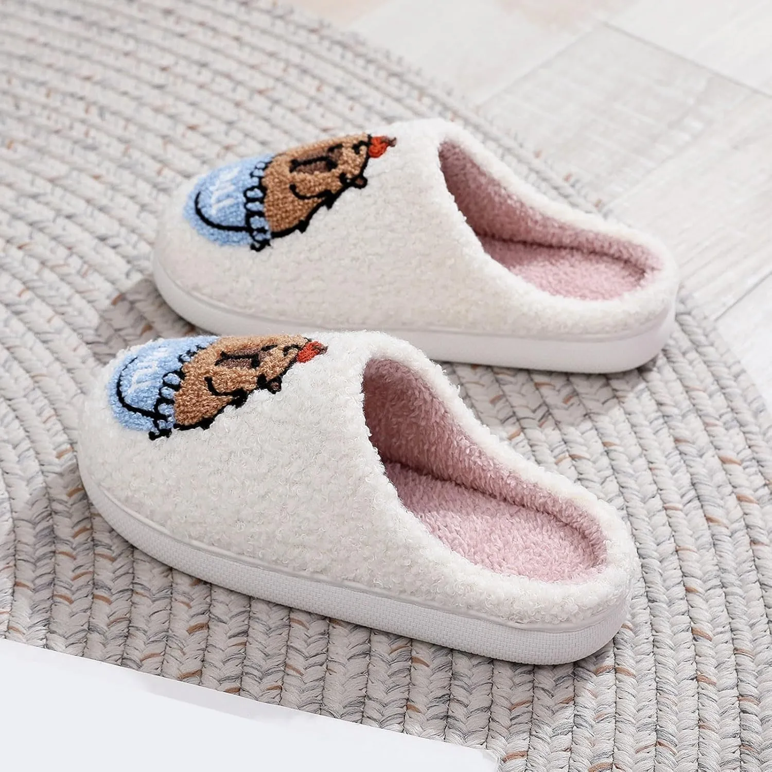 Womens Slippers Cozy Soft Warm Home Slippers 2024 Cute Rainbow House Shoes Indoor Fuzzy Bedroom Slippers